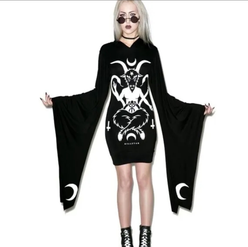 Killstar Idol Baphomet Hooded dress L - Picture 1 of 2